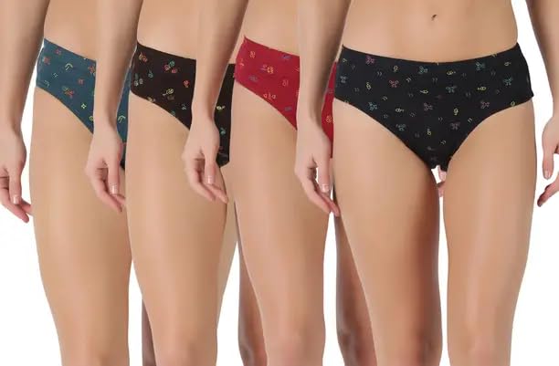 Women's Printed Cotton Bikini Panties, Pack of 4, Multi-Colour (in, Alpha, M, Regular, Multi1)-image-49