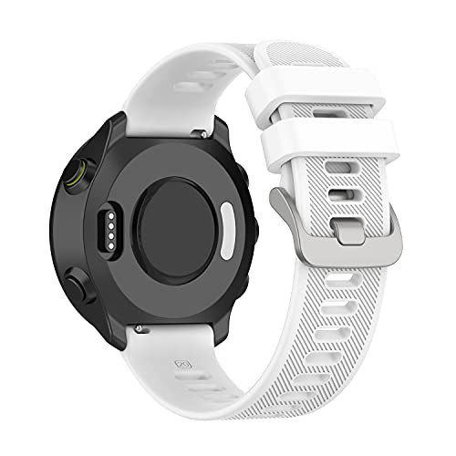 Garmcool 20mm Strap Compatible with Garmin Forerunner 55/245/Venu Sq/Venu Sq/Venu 2 Plus/Venu Sq 2 Women Men, Silicone Classic Replacement Band White (Strap Only)