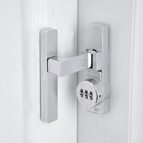 Image of INIRET 2 Packs Silvery 90 Degree Barn Door Lock,Mechanical Password Lock,Flip Latch with Combination,3 Digit Password Keyless,Protect Privacy,for Cabinets,Windows,Garden,Bathroom,and Sliding Door