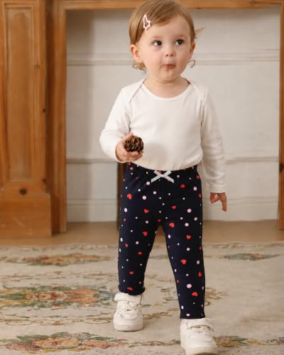 Image of Jecson Toddler Girl Leggings Baby Pants 3 Pack Stretchy Floral Clothes 1-4Y | Soft Stretchy Leggings For Toddler Girls In A 3-Pack Design, Baby Girl Pants Perfect For Playtime, Outings, And Daily Wear.