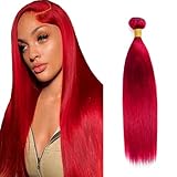 Red Bundles Human Hair Straight Bundles 26 Inch Unprocessed Brazilian Virgin Remy Hair Light Red 1 Bundle Burgundy Straight Human Hair Extensions 50 Gram Per Bundle