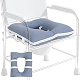 RoamReady Bedside Commode Seat Cushion, Machine Washable Soft Toilet Seat Cover With Removable Pillowcase, Padded Toilet Seat Risers for Seniors, 17"x14" Commode Pads, Light Blue