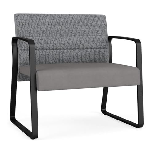 Lesro Waterfall Reception Waiting Sled Base Bariatic Chair/Black Steel/Gray/Gray