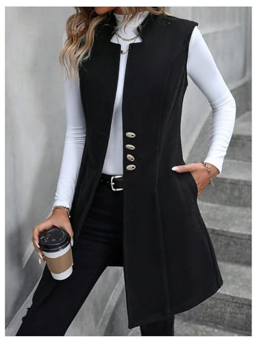 GORGLITTER Women's Sleeveless Long Blazer Vest Open Front Elegant Business Work Cardigan Jacket Coat Fall Trendy 20253