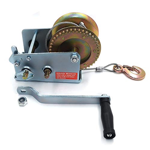 Winche manual dual XKMT 2000 lbs con cable de acero 33 pies miniatura 4