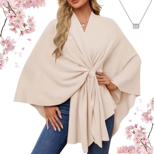 Simplifyleast Shawl Wrap, Elegant Shawl Wraps Soft Open Front Poncho Sweater, Women's Solid Color Shawls Pashmina