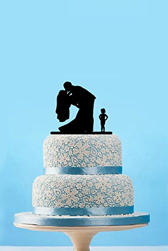 Romantische Acryl Hochzeit Kuchen Topper Rustikale Silhouetter Braut und Bräutigam mit Baby Hochzeit Party Dekoration Mariage Casamento