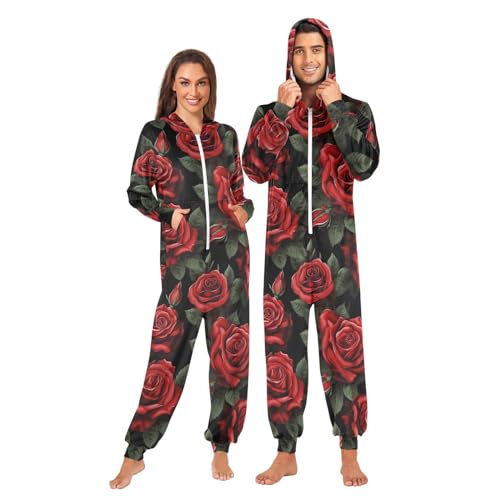 Amazon.com: UMIRIKO Red Rose Adult Onesie Pajamas for Men & Women