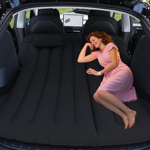 Canareen Letto per Auto, Letto Gonfiabile, Auto Rigido Gonfiabile per Camping per Bagagliaio/Posto Posteriore, per Model Y/SUV/RV/Minivan, Viaggi/Camping/Casa/Outdoor Black
