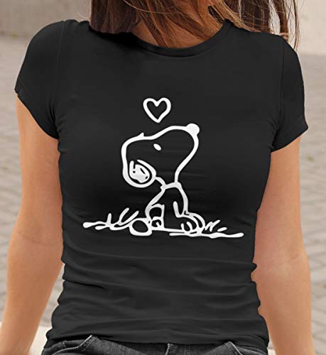 Camiseta Baby look Snoopy Feminino Preto Tamanho:M