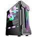 Lwieui Etui na komputer ATX Tower Etui do gier komputerowych Obsługa komputera stacjonarnego M-ATX/ITX Płyta główna PC Etui do gier (kolor: czarny, rozmiar: 37,8 x 19 x 44,7 cm)