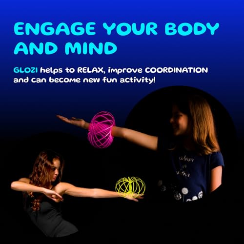 mozi glozi geometric magic flow bracelet - easy to use - 3d bracelet spiral toy glowing spinning bracelet spiral for children and adults yellow