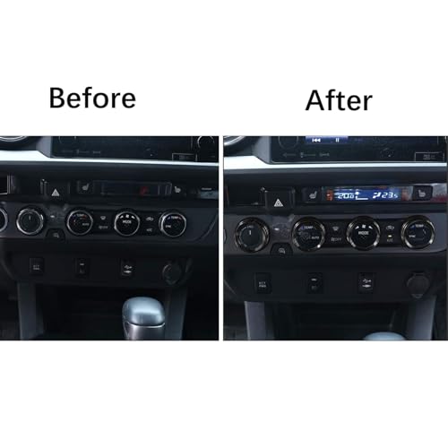 Image of Aluminum Alloy AC Knob Covers Kit for Toyota Tacoma 2016-2023 (4pcs Black) - HVAC Control Button Covers, Metal Air Conditioner Dial Covers, Durable Interior Upgrade Accessories