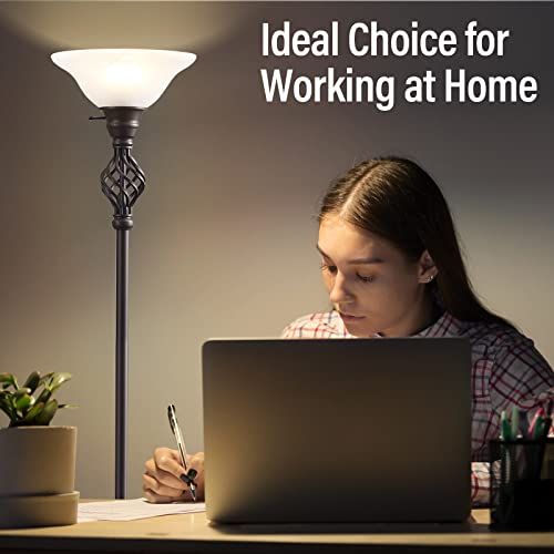 Gyrovu RED BROWN Victorian Floor Lamp With White Swirl Glass Shade thumb #4