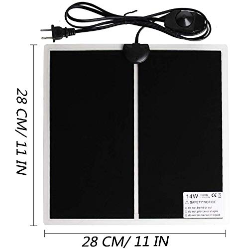 PeSandy Reptile Heating Pad with Temperature Adjustment, 110V Non-Adhesive Heat Mat for Reptiles Tortoise Snakes Lizard Gecko Hermit Crab Turtle Amphibians - 14W Removable Under Tank Heat Pad