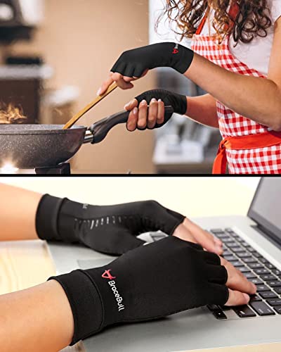 KMEIVOL BraceBull Arthritis Gloves (1 Pair), Copper Infused Fingerless Compression Gloves for Relieve Muscle Pain, Carpal Tunnel, RSI, Rheumatoid, Tendonitis, and Hand Pain for Women & Men