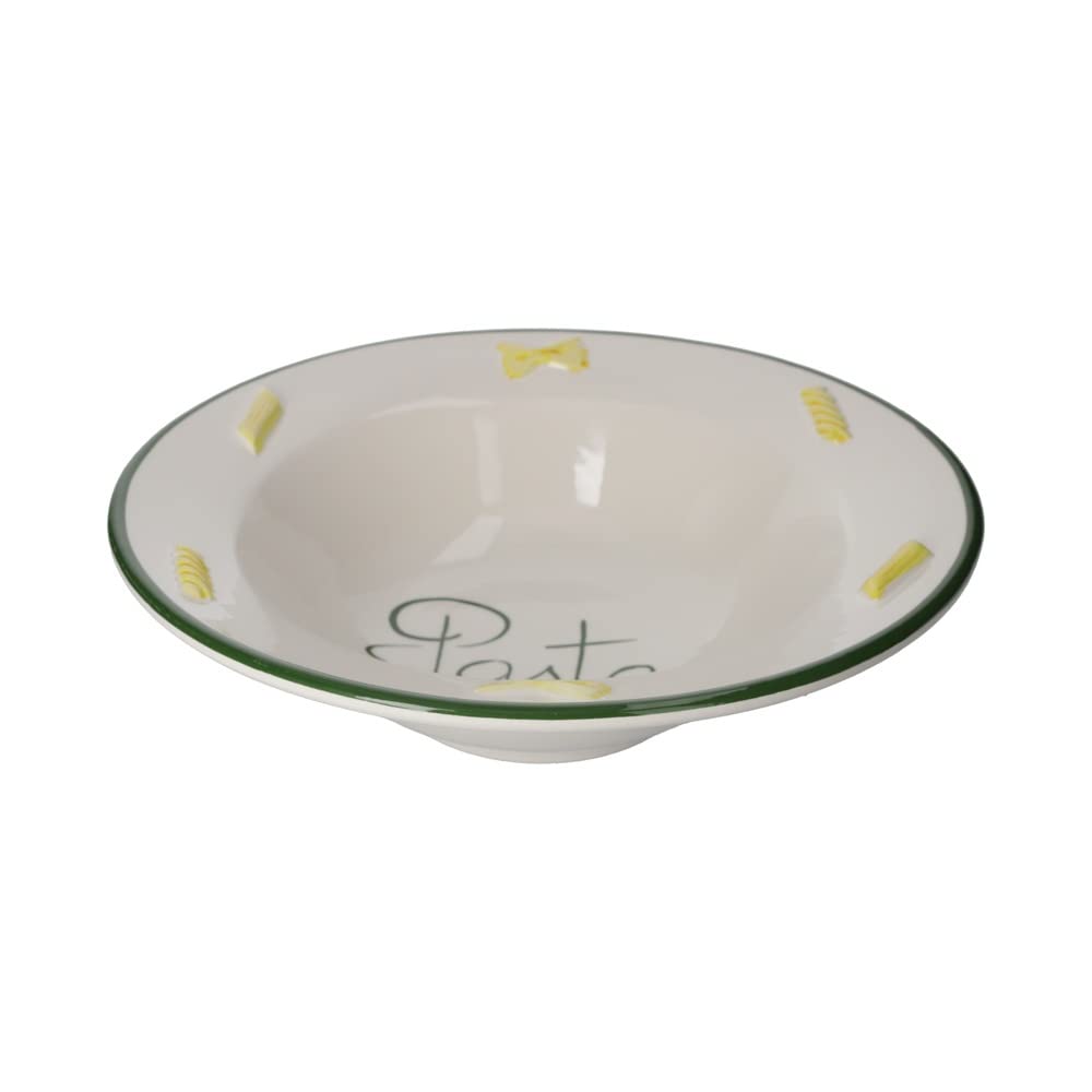 KEYHOMESTORE - Assiette creuse de pâte en céramique, hauteur 9 cm, diamètre 33 cm, idéale comme assiette de table - Produit fabriqué en Italie.