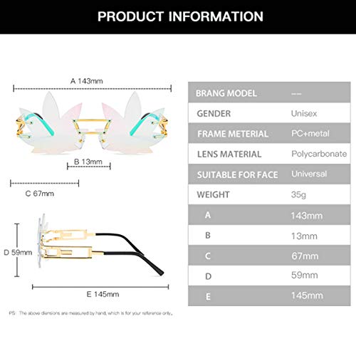 Image of Vintage Punk Sunglasses Men Women 2020 Fashion Colorful Rimless Leaf-shaped Sun Glasses