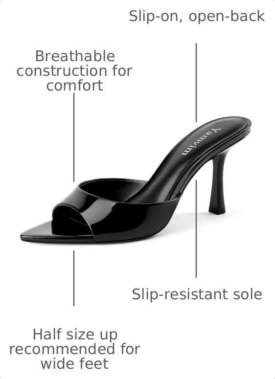 Image of Heel Mules for Women Pointed Open Toe High Heel Sandals
