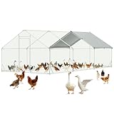 Assark Large Metal Chicken Coop,10x20 FT Walk in Chicken Runs with Cover for 30 Chickens,Hen House Enclosure with Security Lock, Outdoor Duck Rabbit Cage Poultry Pens for Backyard,Farm,Yard
