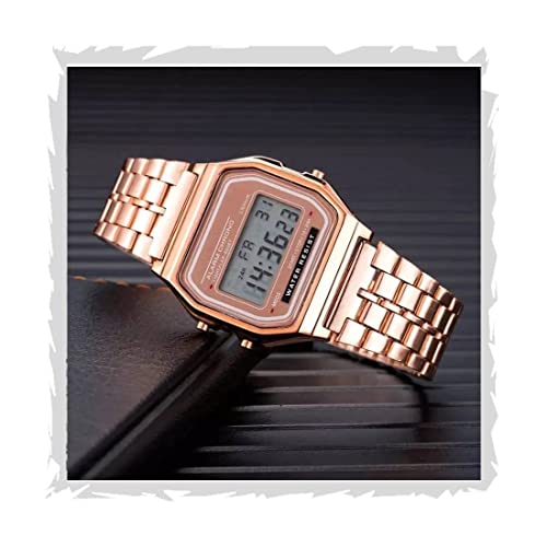 Goldenize fashion Casual Vintage Digital Black Dial Men’s & Women’s Stainless Steel Watch-(A-158WA-1Q)