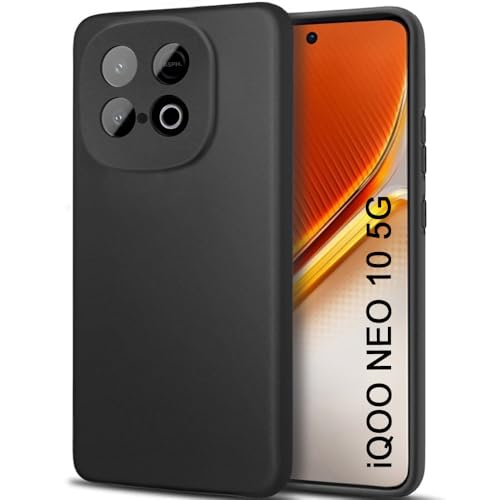 Image of TheGiftKart Sleek Back Cover Case for iQOO Neo 10 5G | Slim Fit Protective Design | Ultra Matte Finish | Camera Protection Bump | Soft Silicon Back Cover Case for iQOO Neo 10 5G (Silicone, Black)