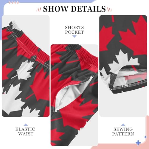 ZZXXB Beautiful Maple Leaves Boys Long Pants Soft Trousers Elastic Waist Kids Lounge Bottoms with Pockets S-XL4