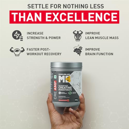 Image of MuscleBlaze Micronised Creatine Monohydrate CreAMP, 320g + Shaker