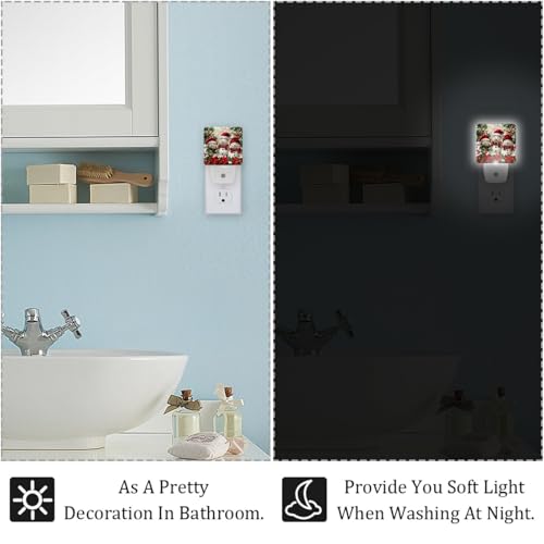 Image of NEWzone Christmas Snowman Tree Night Light Set of 2, Auto Sensor LED Dusk-to-Dawn Nightlights, Plug-in Sensor Lamp for Bedroom Bathroom Kitchen Hallway Stairs Decorative