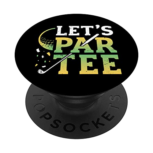 Lets Par Tee Golfer Funny Golf Club PopSockets Swappable PopGrip, Black