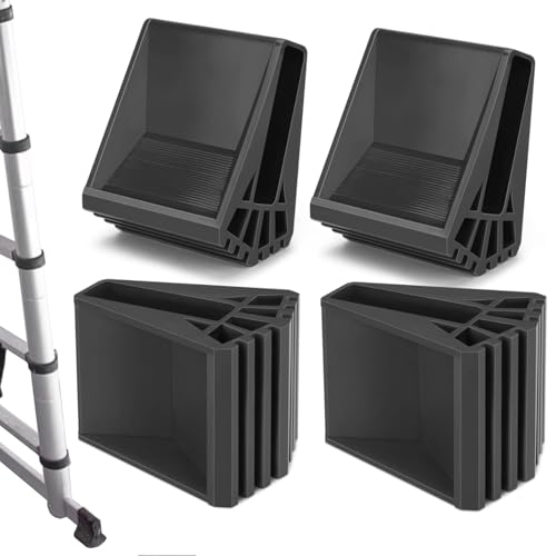 4 Stück Schwarz Leiterfüße, PVC Leiterfüße Rutschfeste Gummiabdeckungen, Leiter Schutzpolster, Leiterfüße Fußkappen, für Teleskopleitern, Technische Leitern, Fischgrätleitern