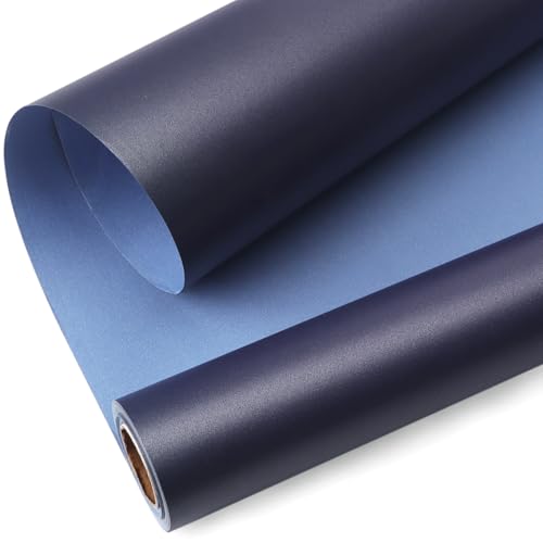 Ribbli Blue Wrapping Paper Solid Pearly-Lustre Gift Wrapping Paper Perfect for Birthday Christmas Baby Shower Wedding Bouquet-17 Inches X 33 Feet