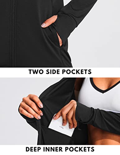 COOrun Women's UPF 50+ Sun Protection Hoodie Jackets Full Zip Long Sleeve Active Shirts Outdoor Hiking Running3