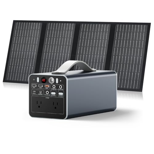 Image of Powdeom 300W Portable Power Statio&60W Solar Panel, 300Wh Laptop Power Bank with AC Outlet, Foldable Solar Panel with 18V DC for Outdoor Camping