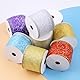 Wokape 1 Rolle 2.5Inch * 10 Yard Glitter Mesh Wired Ribbon Indoor Weihnachtsband Organza Glitter wirbelt verdrahtet Band für Weihnachten Home Decor, Bogen machen, Kranz, DIY Crafts（Champagne）