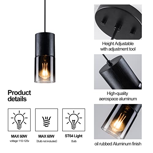 DANBEE 1-Light Modern Pendant Light Fixtures,Pendant Lighting for Kitchen Island,Black Hanging Pendant Lights with Adjustable Cord,Farmhouse Pendant Lights for Kitchen Island,Dining Room,Bathroom - Image 5