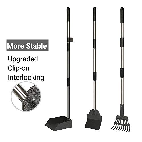 Heeyoo Dog Poop Tray and Rake Set, Pet Waste Removal Scoop with Long