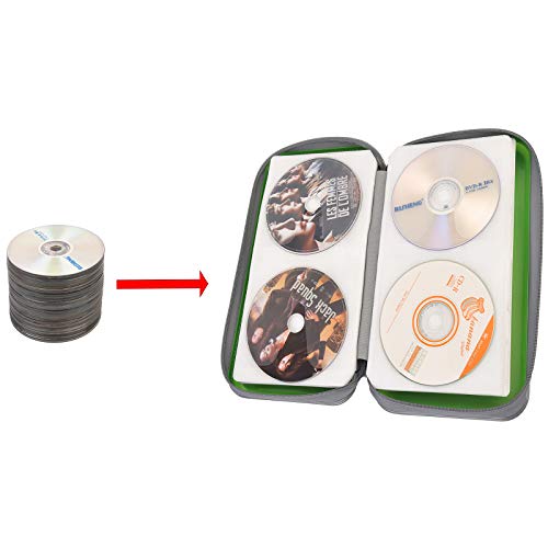 UENTIP CD Case,96 Capacity Book Portable Hard Plastic Case Holder Organizer Wallet Protective DVD Storage (96, Green) by UENTIP - Image 6
