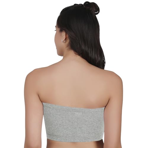 Image of DChica Essentials Tube Bra for Women's, Cotton Padded Bra, Full Coverage, Non-Wired Young Women's T-Shirt Gym Bra, Solid Stylish Without Strap Training Bras