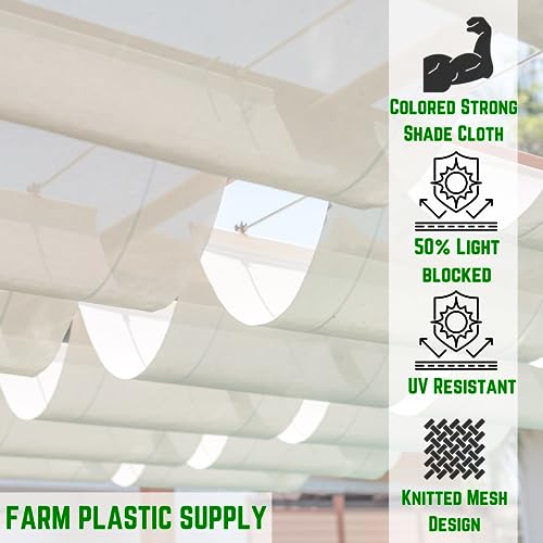 Farm Plastic Supply - White Shade Cloth - 50% - Mesh Fabric for Fence Privacy Screen, Garden Shade, Mesh Fence Screening, Shade Cloth Rolls, Wind Screen (6' x 175') - Image 2