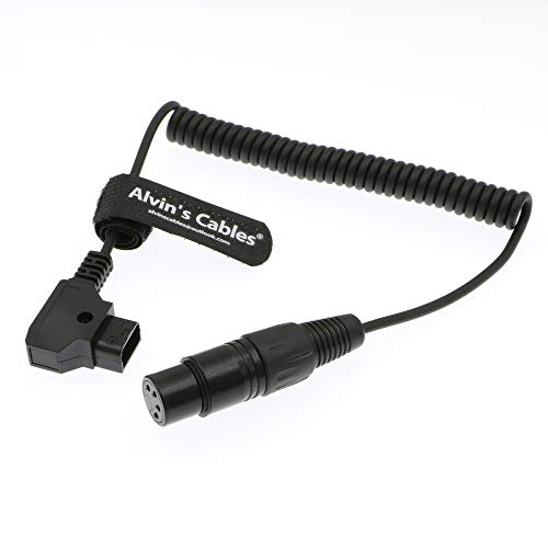 Alvin's Cables XLR 4 Pin Female to D Tap Coiled Power Cable for Practilite 602 DSLR Camcorder Sony F55 SXS Camera