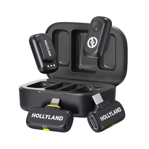 Hollyland (Lark A1 Combo) Wireless Microphone (Space Gray, with USB-C RX + Lightning RX + Charging Case)