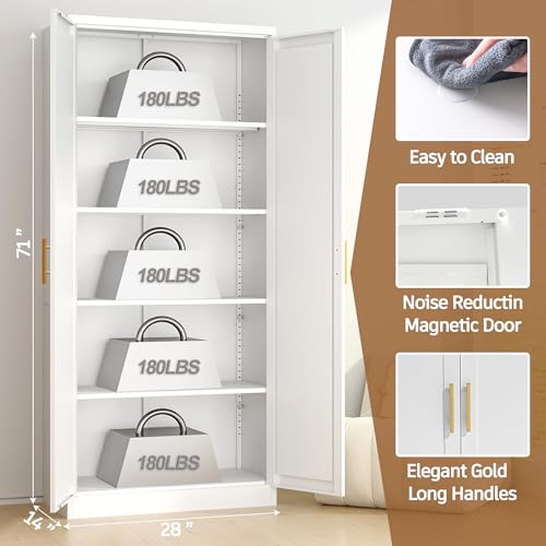 Image of 71 inch Metal Storage Cabinet with 2 Doors, 4 Adjustable Shelves