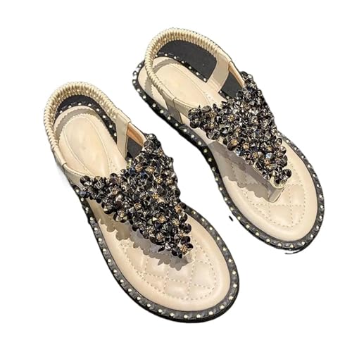 Sandales à strass femmes sans talon plates pour l'été