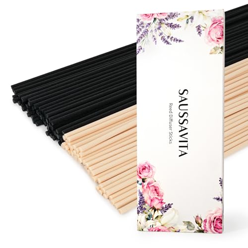 100 Pièces Bâtons de Diffuseur de Roseaux,Diffuseur Parfum Bâtons,Couleur Bois Noir et Naturel