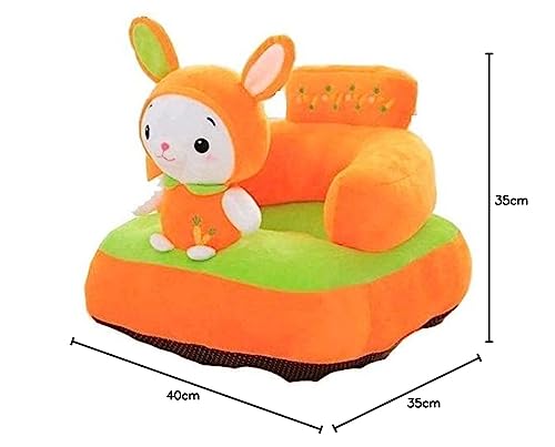 Image of AVS Rabbit Design Baby Rocking Chair for Sofa Seat, Plush Cushion Playing Sofa, Cute Cartoon Shape Dining Chair, Birthday Gift for Kids (Orange)