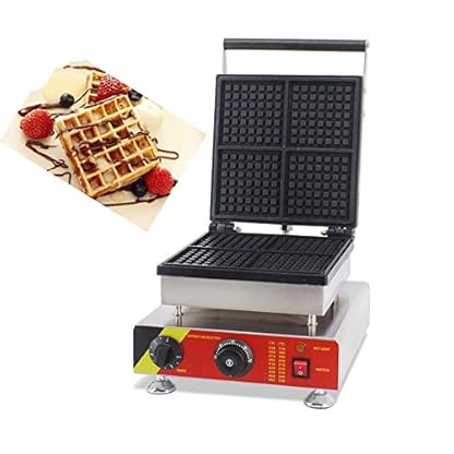 Hanchen Kommerzielle Waffelmaschine 4 Scheiben quadratisch belgische Waffeleisen Maschine Bäcker Deep Fill NP-505 mit Temperatur-/Zeitkontrolle No-Stick Beschichtung CE 220V