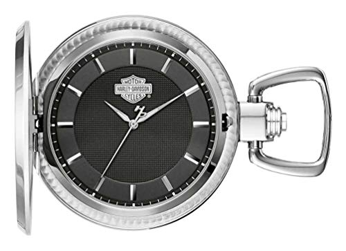 Harley-Davidson Men's Bar & Shield Stainless Steel Pocket Watch w/Chain 76A165 - Image 3