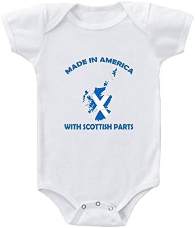 Baby Bodysuit Made in America with Scottish Parts Funny Boy & Girl Clothes White