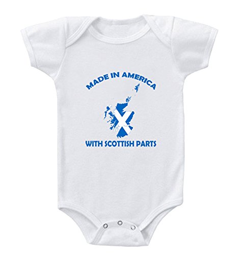 Baby Bodysuit Made in America with Scottish Parts Funny Boy & Girl Clothes White
